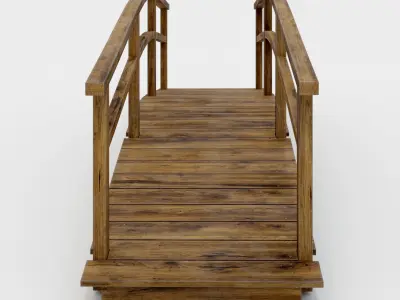 Footbridge wooden bridge Low-poly 3D model