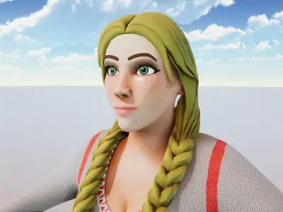 Stylized Medieval People Female Kit Rigged with Shape Keys Low-poly 3D model