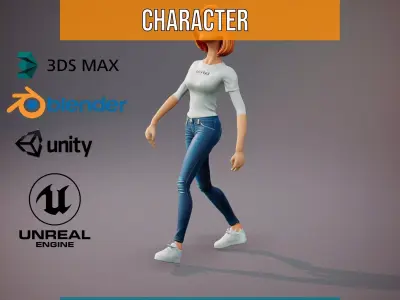 Futuristic Office Character model pack Low-poly 3D model