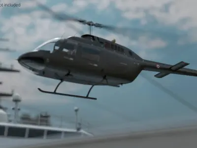 Bell 206 JetRanger Helicopter Italian Army Green Rigged 