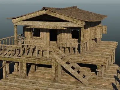 Dock and Boat 3D model