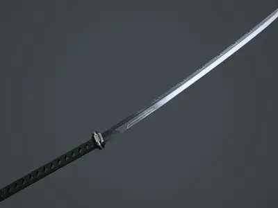 Sci-Fi katana sword PBR Low-poly 3D model