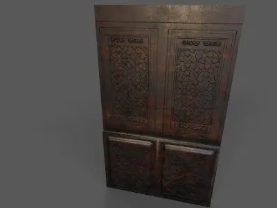 Old Wood Wall Low-poly 3D model get