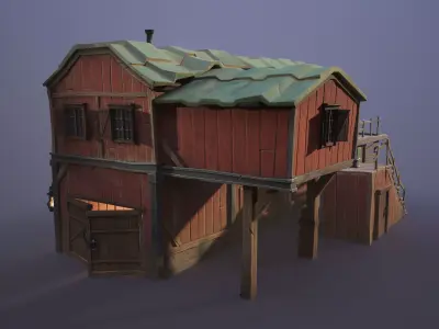 Stylized farmhouse  Low-poly 3D model