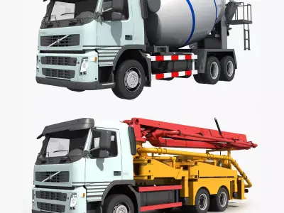 Collection Cement Mixer Concrete pumper 3D model