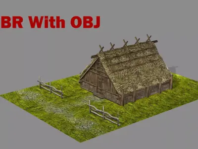 Medieval Viking House 02 Game Ready Low-poly 3D Model Low-poly 3D model