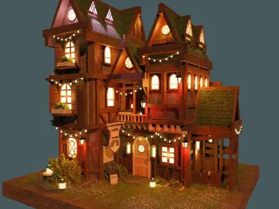 Medieval House Low-poly 3D model