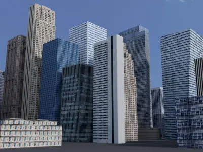 City Downtown Skyscraper Low-poly 3D model