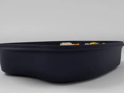 Poke bowl lunch box with bell pepper meat beans asparagus 3D model