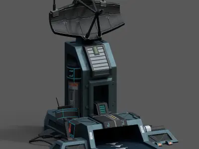 Scifi station building exterior skyscraper sci fi cyberpunk  Low-poly 3D model