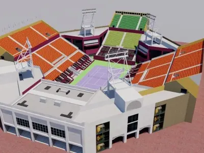 Khalifa International Tennis - Doha Qatar Low-poly 3D model
