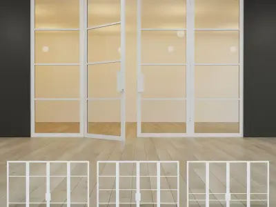 Glass partition door Set 22 Low-poly 3D model