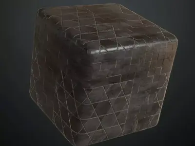Industrial Weathered Black Geometric Stone Tiles PBR Seamless Texture