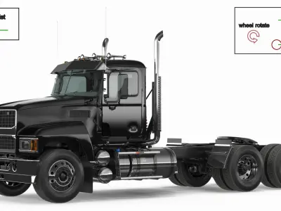  Commercial Truck Black Rigged for Maya 