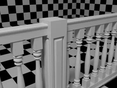 Exterior Railing - White Vinyl - Style 10 3D model