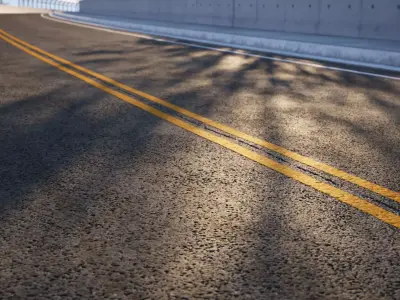 New Asphalt road with lines texture 3D model