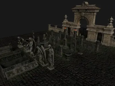 Gothic Graveyard pack Low-poly 3D model
