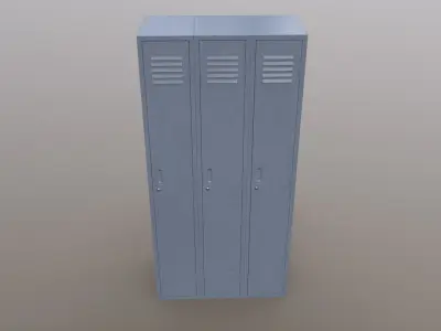 PBR School Gym Locker 03 - Grey Low-poly 3D model