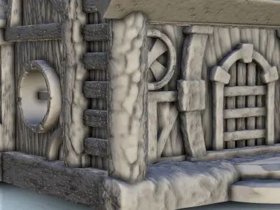 House with canopy and roof window 6 3D print model