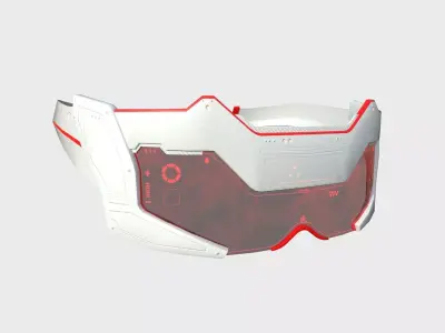 SciFi Glasses F04 White Red - Character Design Fashion Low-poly 3D model