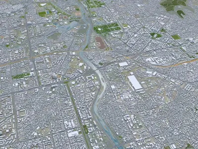 Dushanbe Tajikistan 25km AI Low-poly 3D model