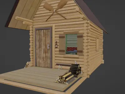 Log cabin Tree-house Game Ready Low-poly 3D model