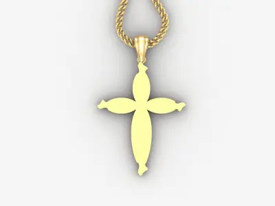 Light Gold 18K Cross Pendant 1CP073 3D print model