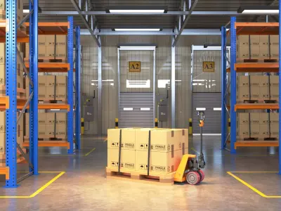  Detailed Warehouse Interior With Furniture 