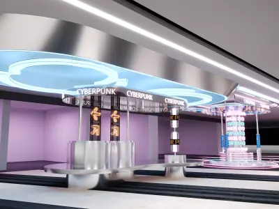 Futuristic Commercial Rest Area Visual Merchandising 3D Model 3D model