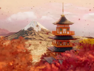 Arakurayama Sengen Park Autumn Version 3D model