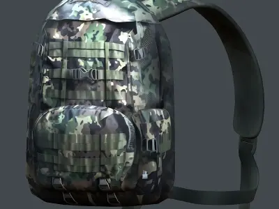 Backpack military combat Black baggage Low-poly Low-poly 3D model