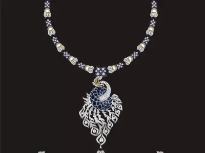 Pendants Collection diamond necklace and earrings set 3D print model