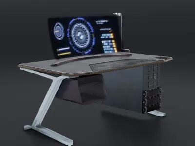 Sci-Fi Furniute - Modular Desk or Table Low-poly 3D model