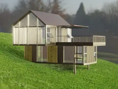 cabin on a hill house archiviz house exterior Low-poly 3D model