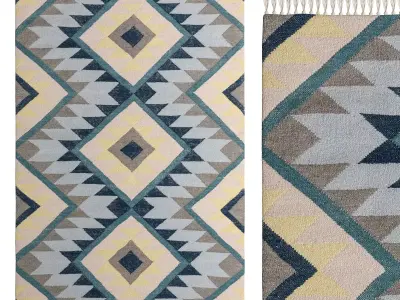 Hand Woven Kilim Zalan Blue By Benuta 3D model
