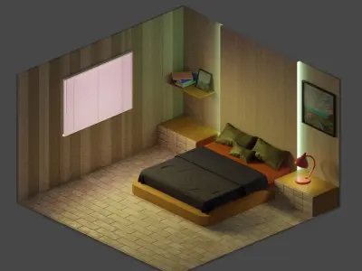 Room - Orthographic Design Free low-poly 3D model