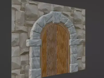 Stylized Medieval Door Game-Ready Low Poly PBR Low-poly 3D model