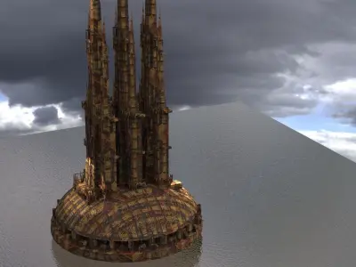 Sci-Fi Dome Tower big complex structure 3D model