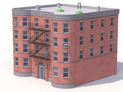 Apartment Building 8 PBR Low-poly 3D model