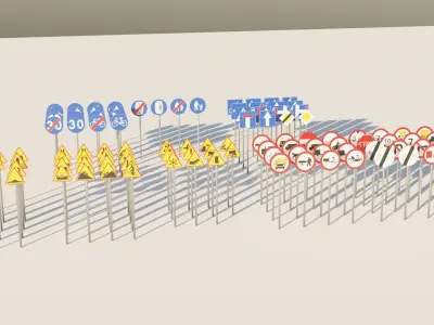 Road Sign Pack - Basic Poland Low-poly 3D model