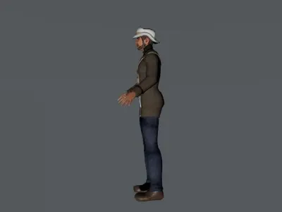 Rigged character 98 game animations Low-poly 3D model