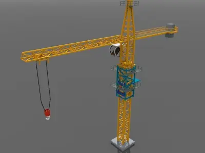 Voxel Tower Crane Low-poly 3D model
