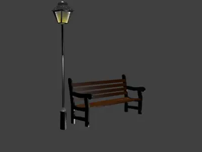 Street asset bundle Low-poly 3D model