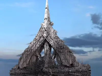 Tefnut Goddess pyramid structure Low-poly 3D model