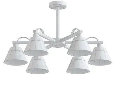 AX183 six light chandelier with wooden shades 3D model