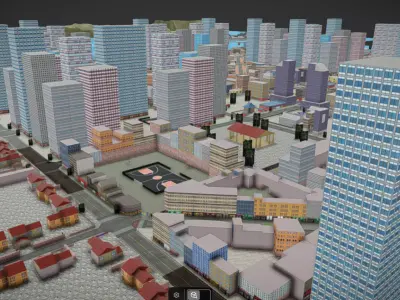 City Beach and Island Game Map Bundle Ready to use Low-poly 3D model