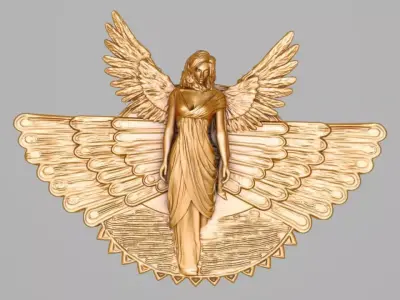 Assyrian Goddess of peace winged Sun Disc Pendant 3D print model