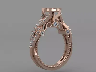 Rose Gold Women Diamond Ring 3D print model 3D print model 43