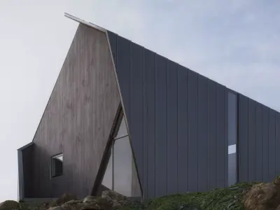 Cabin house on edge of cliff 3D model