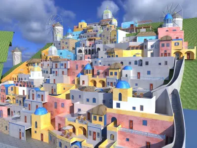 Aegean Sea Town 3D model